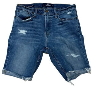 Hollister Men's Blue Distressed Cutoff Skinny Denim Jeans Shorts Size 31